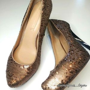 BCBGMaxazria Satori Copper Sequined Heel